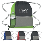 cheap custom drawstring bags with mech pocket to hold the bottle